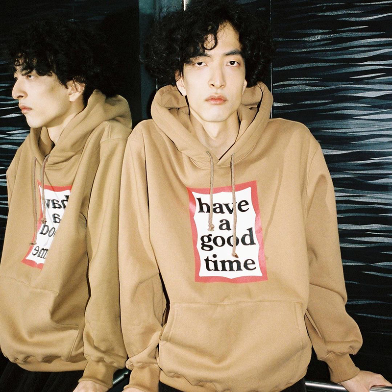 现货 have a good time 基础款帽衫加绒卫衣 红LOGO FRAME HOODIE