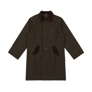 休闲宽松街头长款 Service 单排扣夹克羊皮领大衣情侣 Field kahut