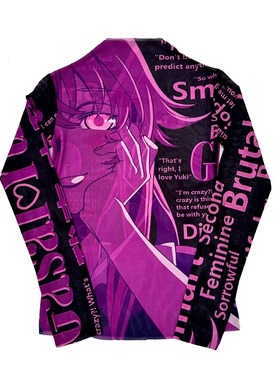 AONE4SURE 我妻由乃 未来日记动漫二次元亚文化网纱紧身长袖T恤