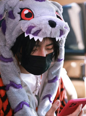 正品现货AONE4SURE 加布兽毛绒帽子小鬼同款数码宝贝耳朵动漫原创