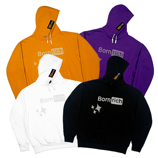 出身富贵 RICH 星星刺绣LOGO 加绒厚帽衫 KIRA 现货 STAY BORN