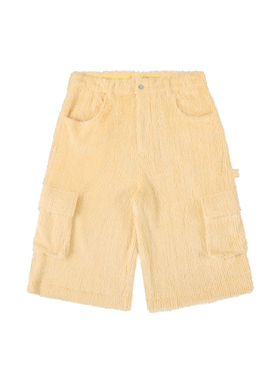 kahut APO fur cargo short 街头休闲纯色毛绒宽松口袋七分裤情侣