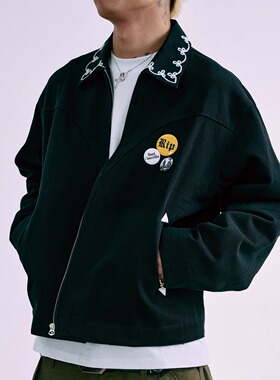 SWFI远东 25S/S高密度斜纹boxy廓形手工粗针刺绣西部工装夹克外套