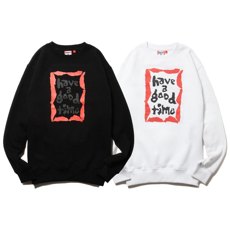 日潮手写logo印花宽松套头卫衣