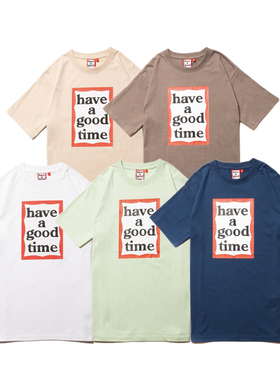 现货 have a good time 红色大LOGO印花圆领宽松休闲短袖T恤FRAME