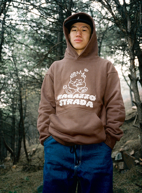 RAGAZZO PunkBear泰迪立体刺绣重磅纯棉宽松休闲连帽卫衣套头帽衫