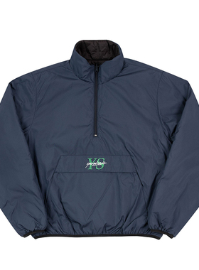 现货正品 YARDSALE Reversible刺绣LOGO双面穿套头半拉链棉卫衣男