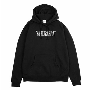 现货正品 情侣 PLEASURES印花抽绳连帽套头卫衣宽松休闲袋鼠兜帽衫