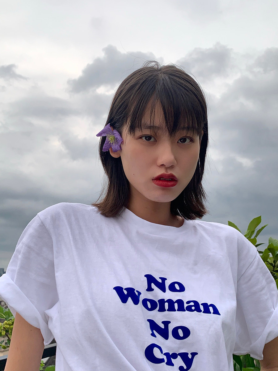 RAGAZZO植绒标语印花宽松短袖T恤