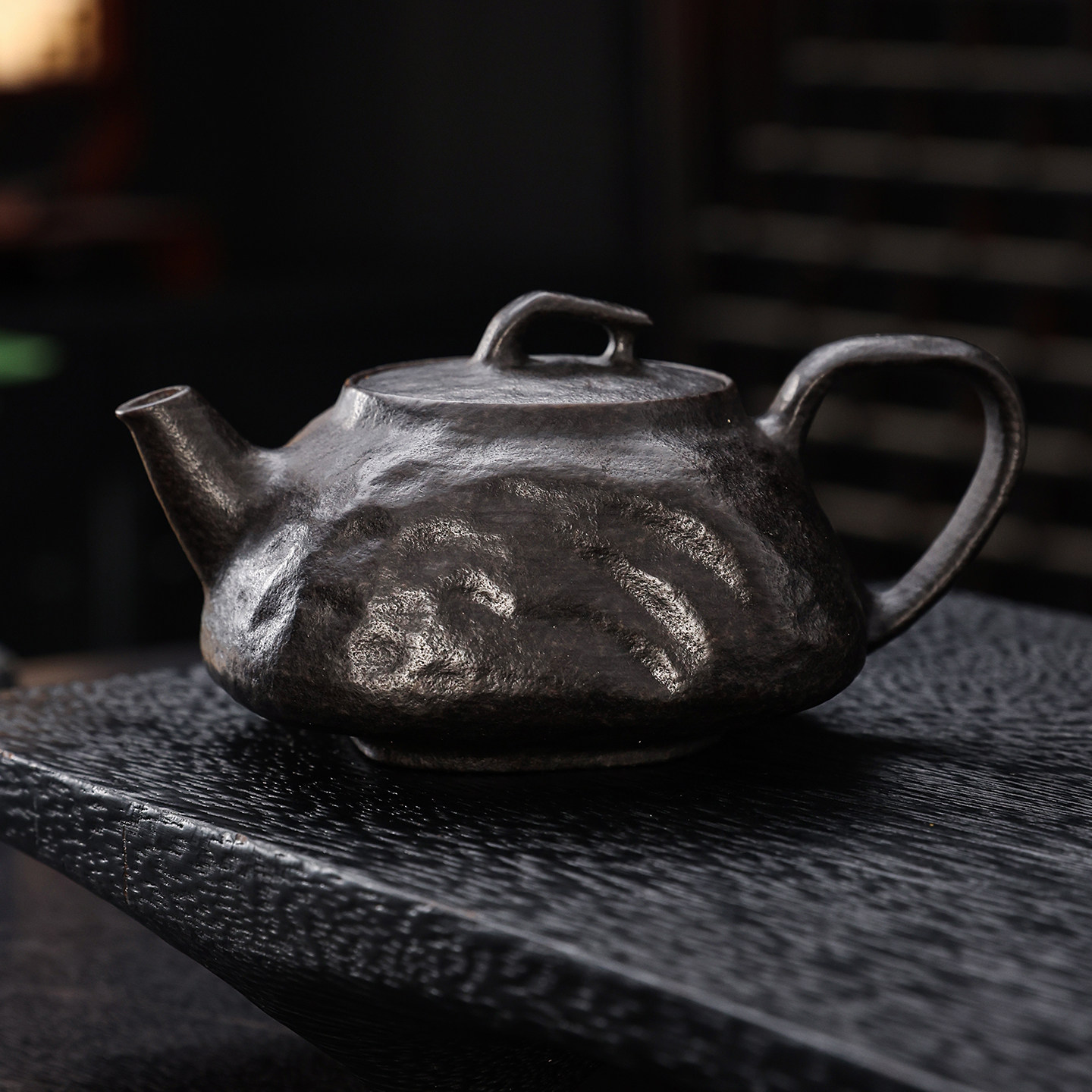 冰碛岩大师手作随形肌理原皮茶壶