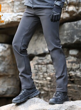执政官IX10软壳冲锋裤男秋冬加绒战术裤弹力修身户外登山商务西裤