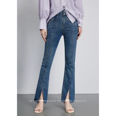 喇叭裤修身长裤女夏季长裤