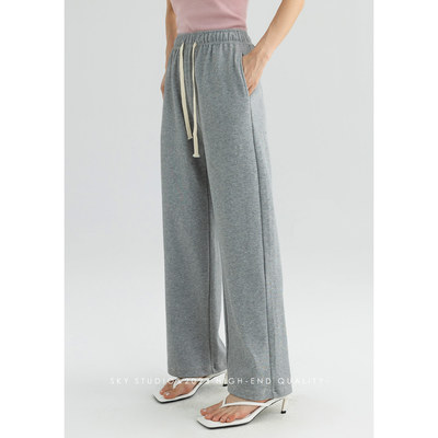 SKY抽绳休闲裤长裤灰色休闲裤