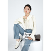 新款 SKY张慧慧自制大荷叶衬衫 2025新款 设计感气质通勤淑女衬衣