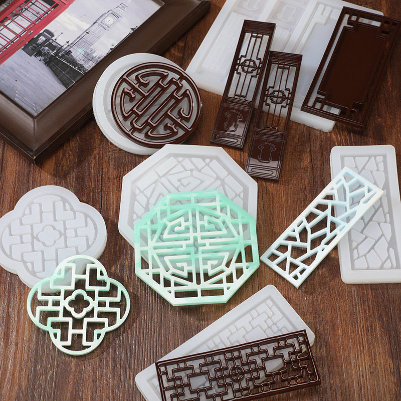 古风窗花模具中式屏风模具水晶糖蛋糕模具 滴胶模具古风娃屋diy
