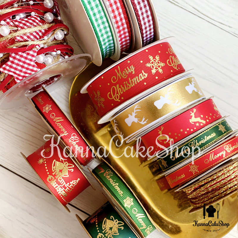 圣诞丝带 蛋糕包装绳 红金丝带 甜品diy烘焙点心包装  格子织带