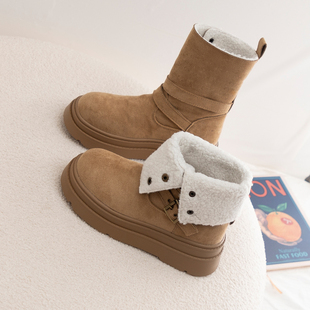 防水防滑两穿靴子保暖棉鞋 冬季 子 2025新款 厚底加绒加厚雪地靴女款