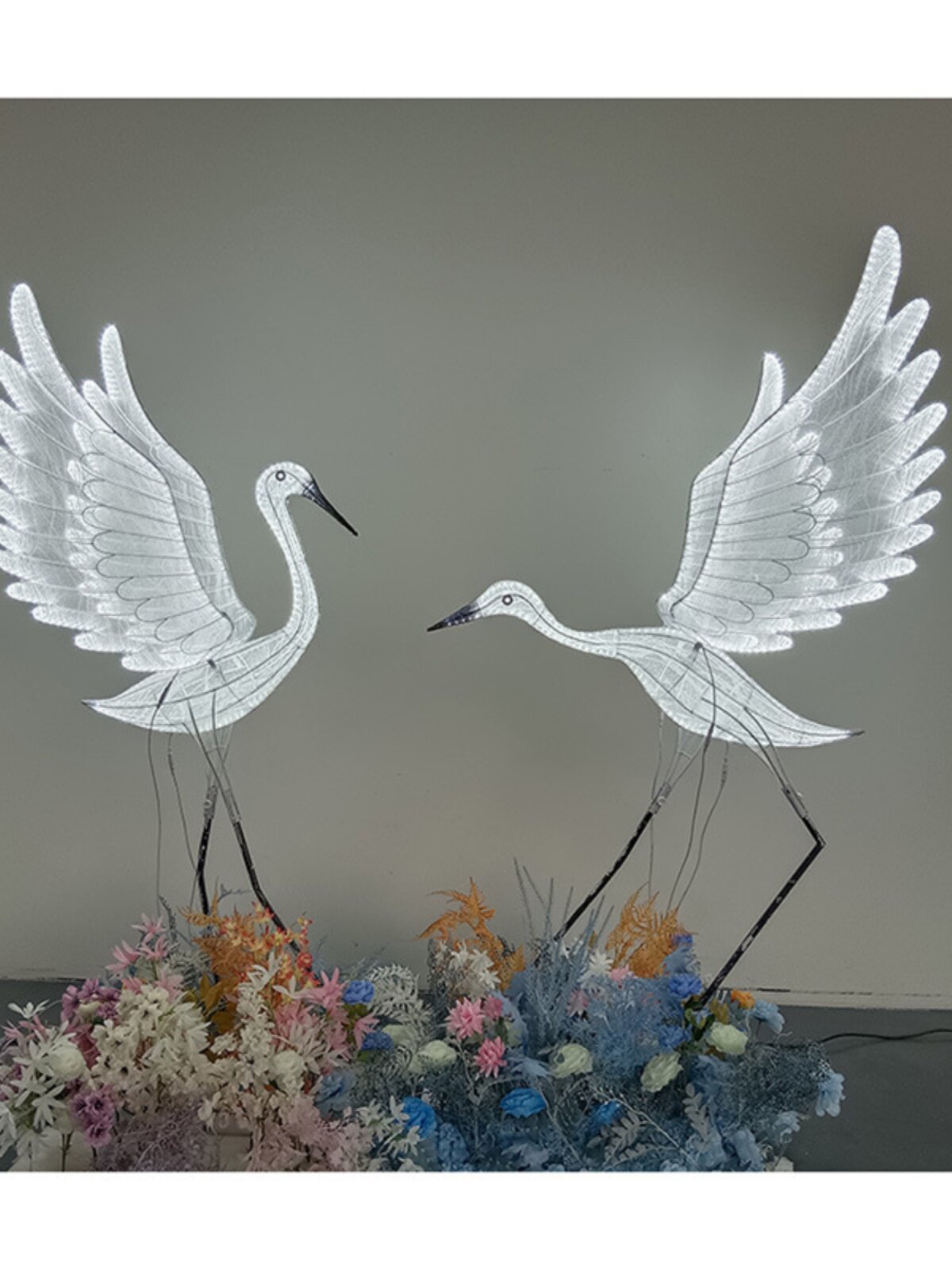 拍照打卡会场布置白鹭摆件室内美陈道具婚庆道具摆件发光鸟装饰