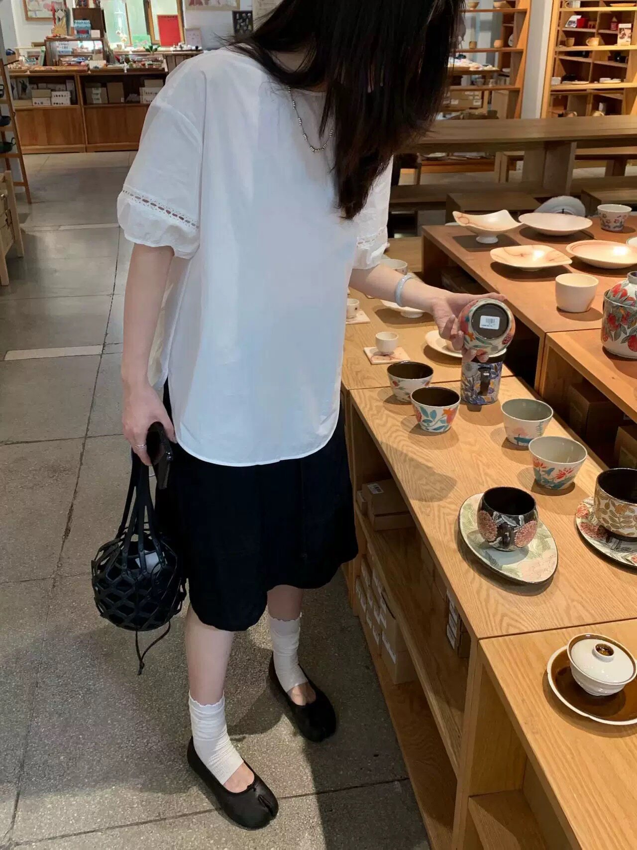 韩国东大门26夏季长绒棉甜美文艺刺绣开叉5分袖宽松白衬衫女
