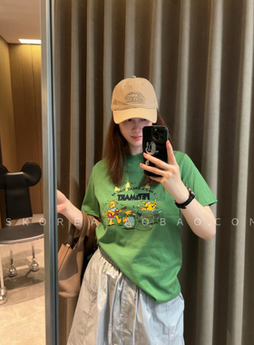 显白草绿色~现货2025新款显瘦小版印花短袖T恤