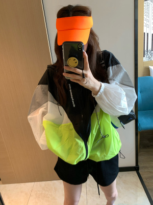设计款夏秋季荧光黄冲锋衣