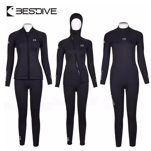 Bestdive 3MM男女黑白经典情侣装分体潜水服 潜水衣 冲浪衣 新款