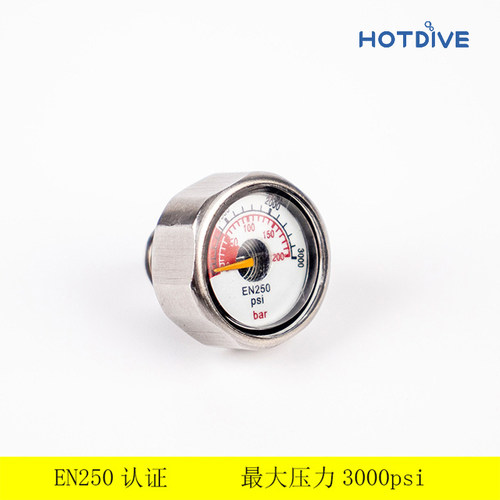 HOTDIVE水肺小瓶迷你压力表减压瓶MINI压力表压力计潜水单表装备