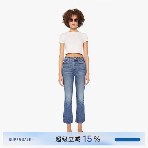 MOTHERDENIM高腰微喇全长牛仔裤