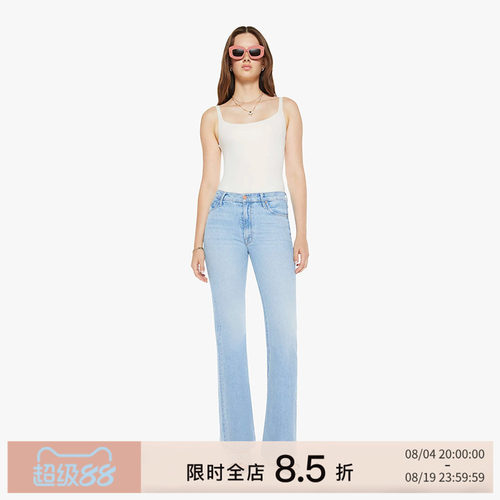 motherdenim浅蓝色高腰微喇裤