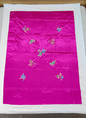 结婚庆送礼陪嫁粉红色全棉里中式单人被套儿童真丝绸软缎被罩单件