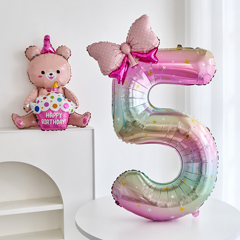 蝴蝶结生日数字气球女孩儿童女生派对拍照道具背景布置场景装饰品,节庆用品/礼品,气球,淘宝优惠券,粉丝福利购,淘宝优惠卷