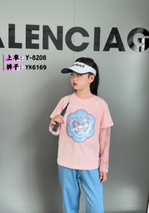 儿童夏天变脸t恤带防晒袖女童库洛米亮片变色短袖玉桂狗拼接网纱