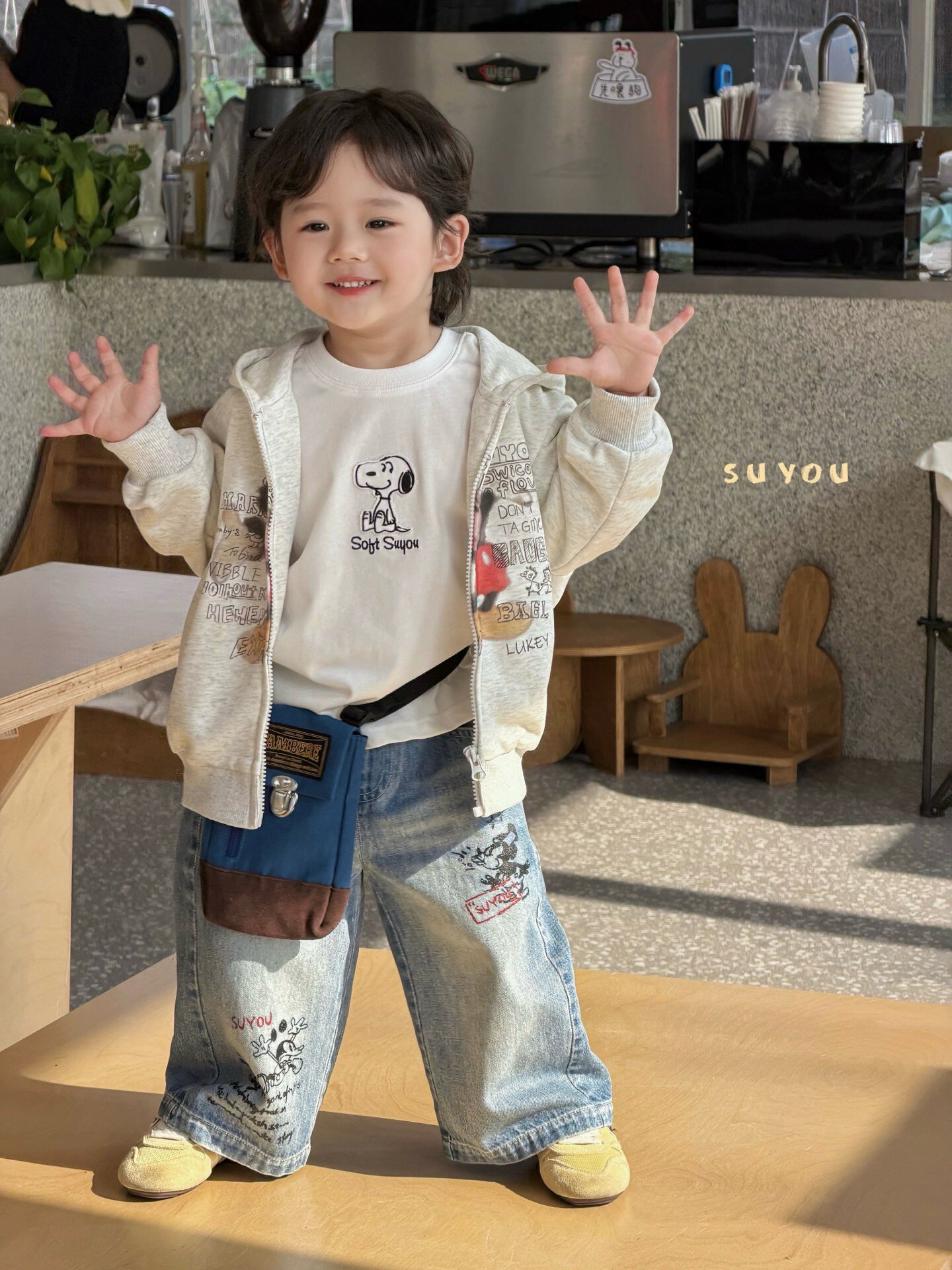 凡妈童装26春新款男童小童韩版米奇连帽休闲外套白T恤洋气牛仔裤