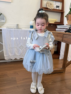 波点加绒打底衫 女童小童韩版 吊带纱裙两件套 2025秋冬新款 凡妈童装