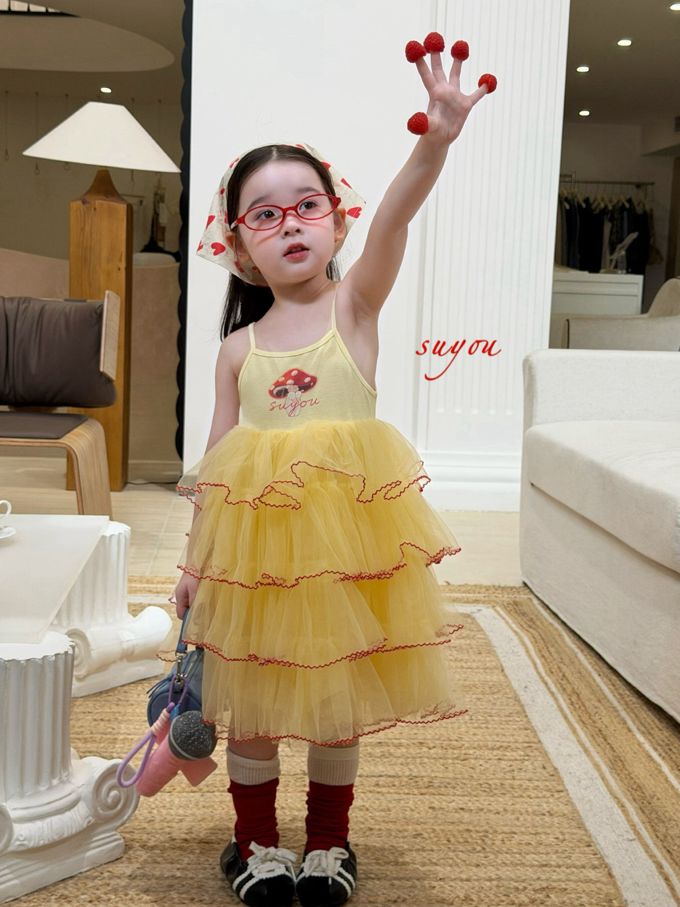 凡妈童装26夏新款女童小童韩版卡通吊带蓬蓬裙公主纱裙蛋糕连衣裙