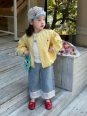 饰洋气外套花边牛仔直筒长裤 女童小童韩系贴布装 2026春款 凡妈童装