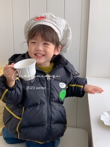 凡妈童装2023冬季新款男童女童小童韩系洋气连帽保暖羽绒服加厚