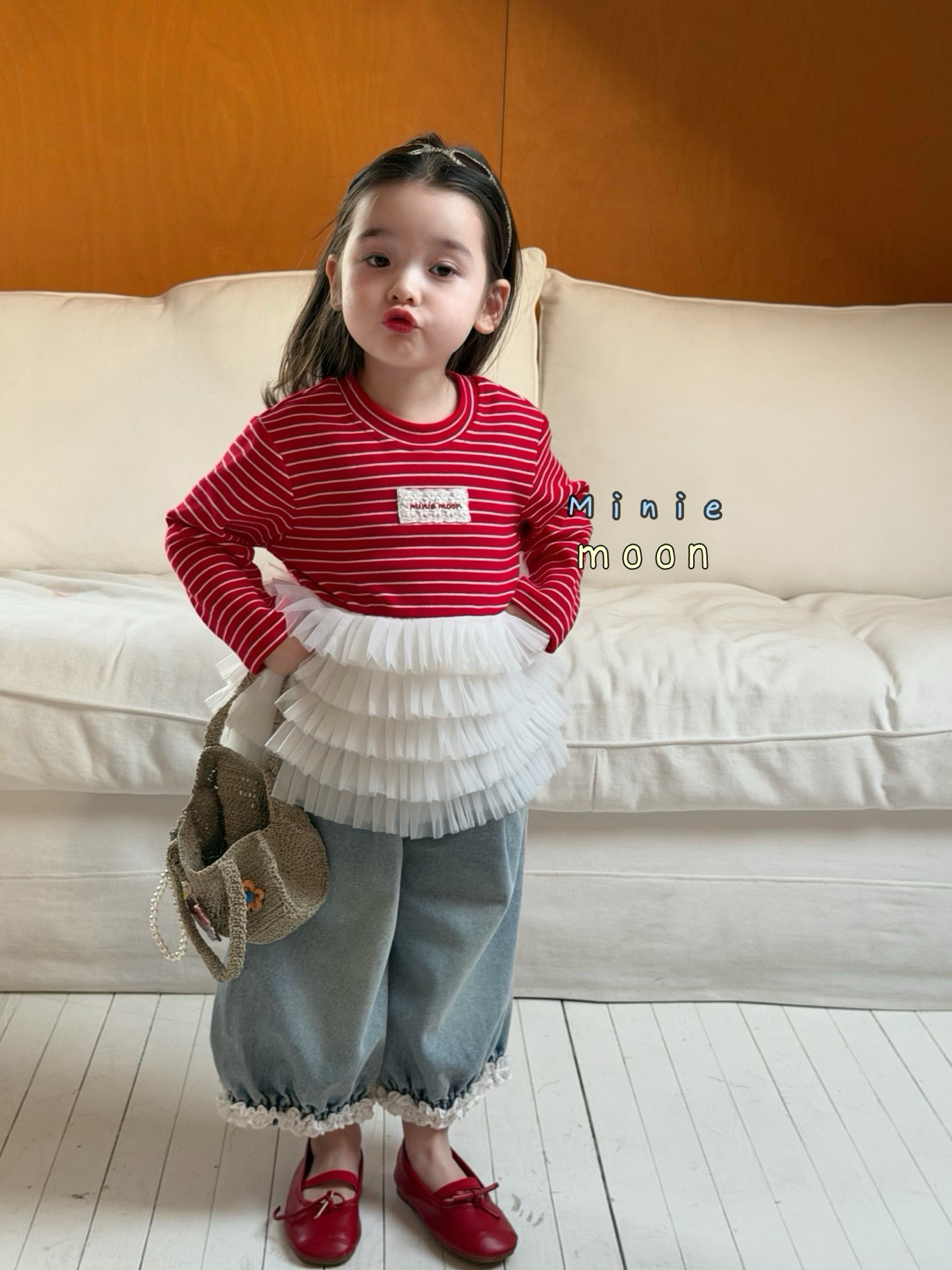 凡妈童装26春款女童小童韩系贴布网纱条纹T恤花边灯笼牛仔九分裤,童装/婴儿装/亲子装,T恤,淘宝优惠券,粉丝福利购,淘宝优惠卷