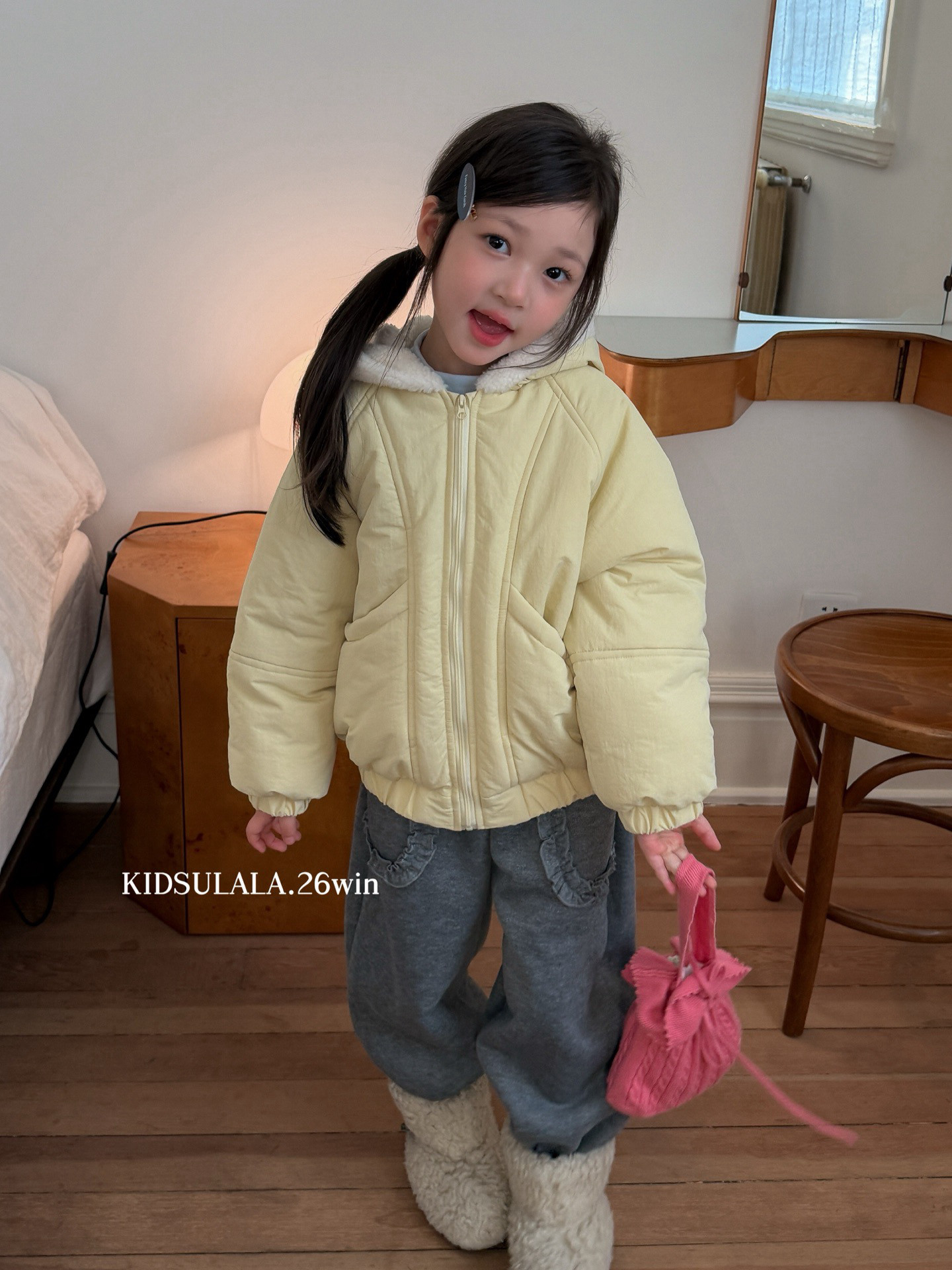 凡妈童装26秋冬款女童中小童韩版加绒针织休闲裤夹棉连帽棉服外套