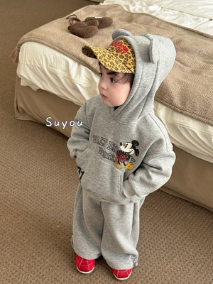 男童女童秋冬款米奇卫衣卫裤套装