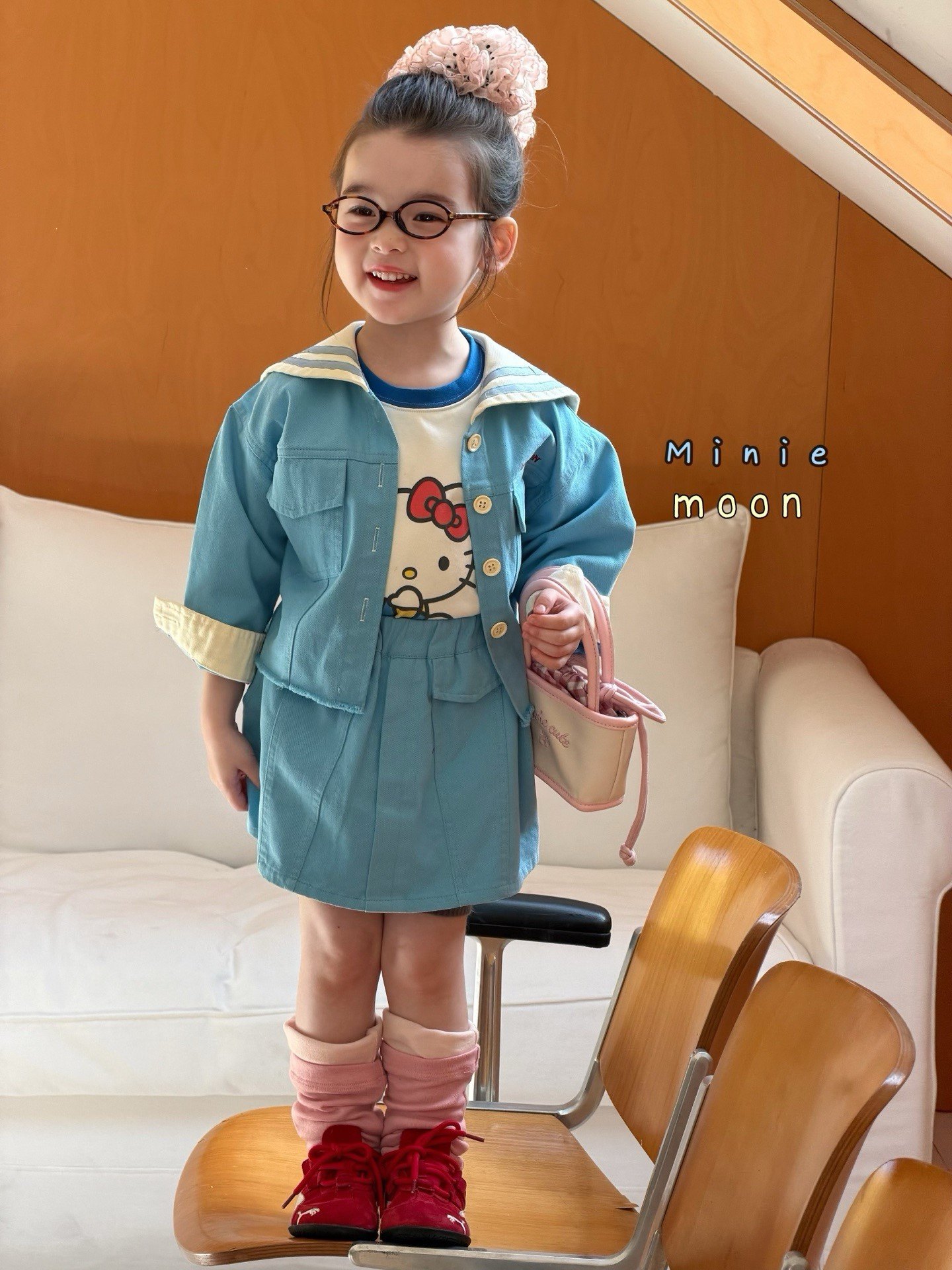 凡妈童装26春夏新款女童小童韩版学院风翻领外套半裙套装小猫T恤,童装/婴儿装/亲子装,套装,淘宝优惠券,粉丝福利购,淘宝优惠卷