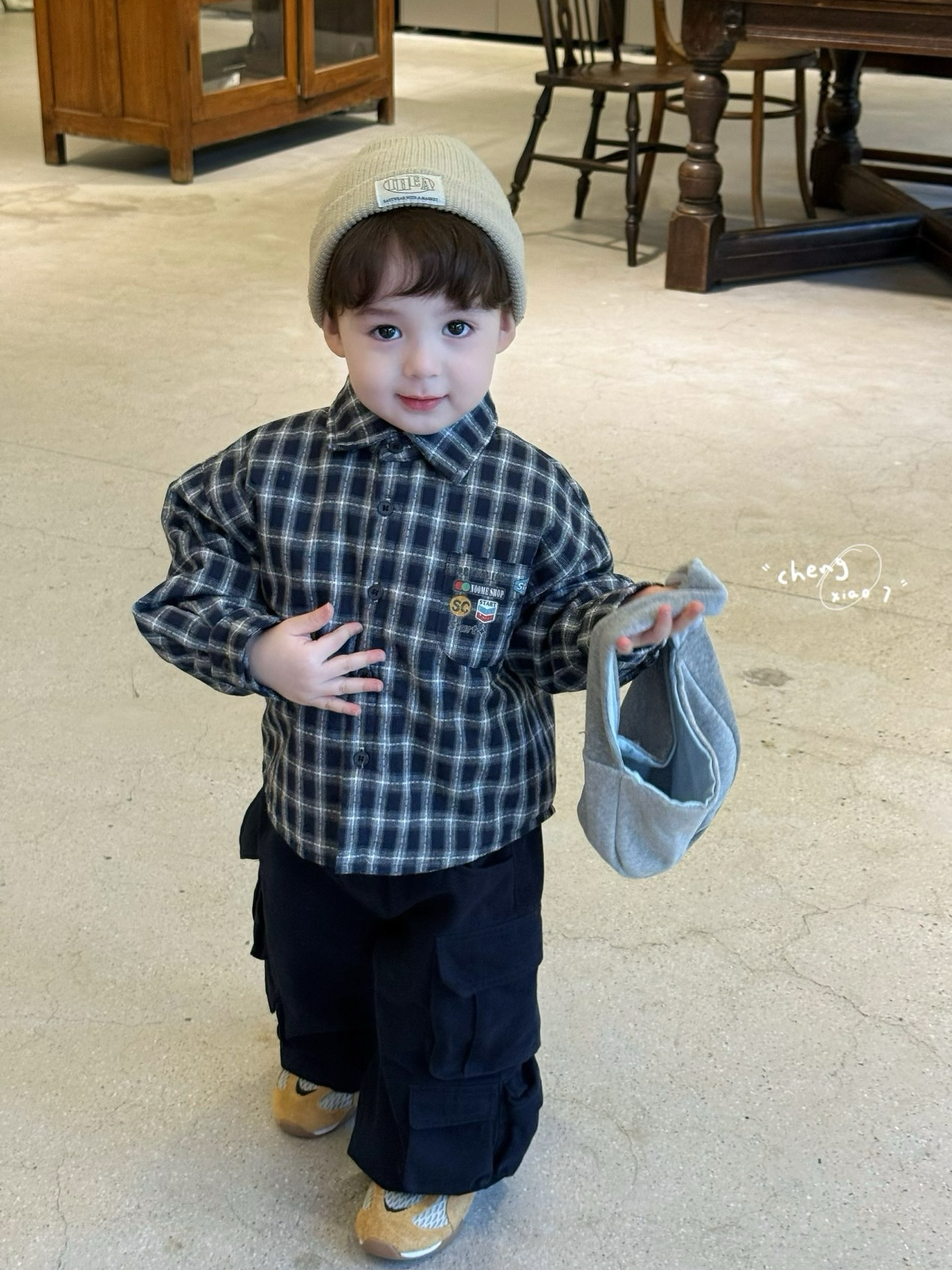 男童秋冬韩版夹棉格子衬衫外套