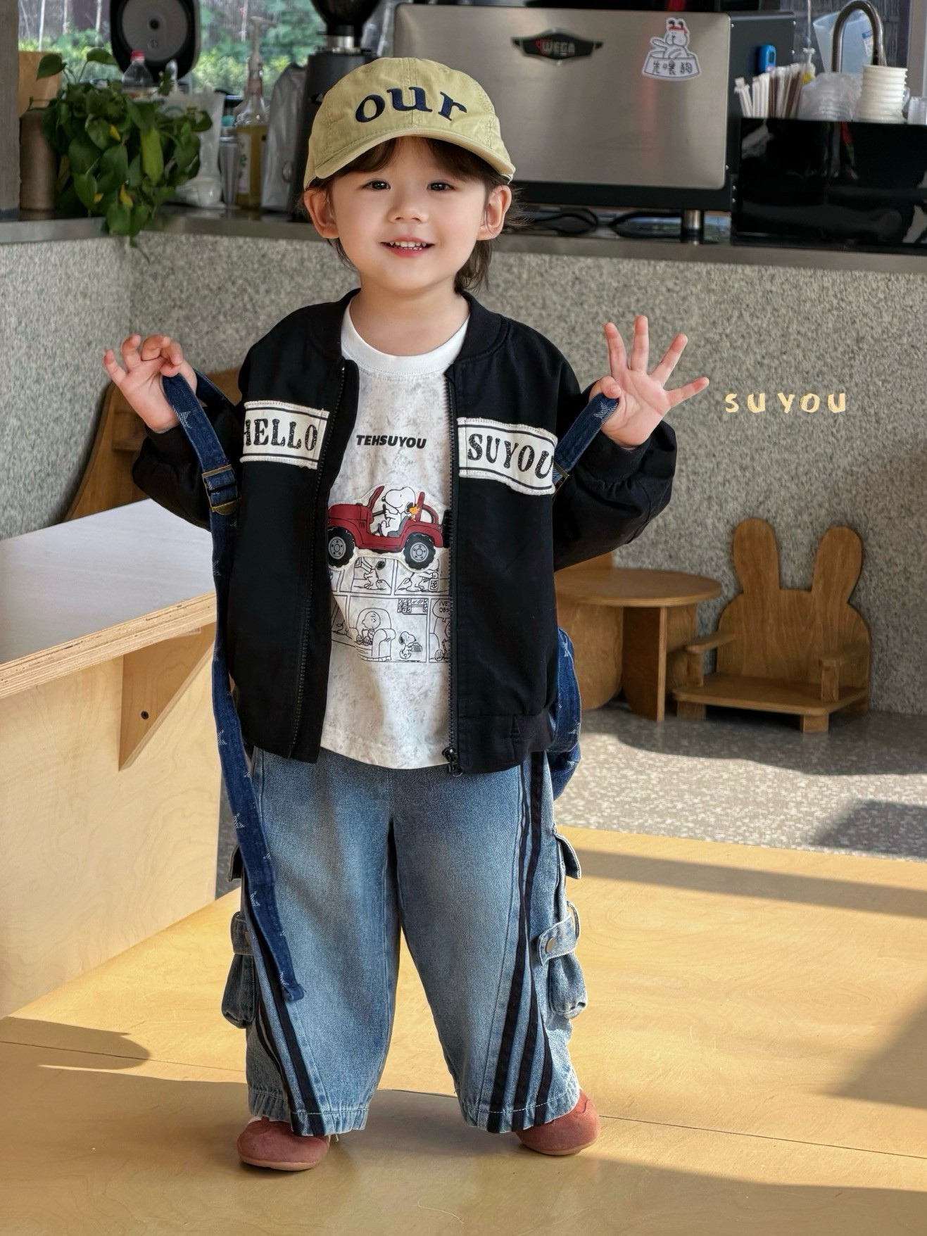 凡妈童装26春款男童小童韩版卡通贴布夹克外套假两件T恤牛仔长裤