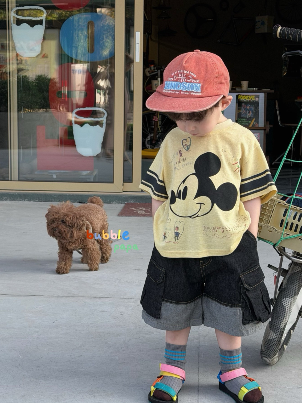 凡妈童装2026夏季新款男童小童韩版卡通米奇T恤拼色牛仔短裤中裤