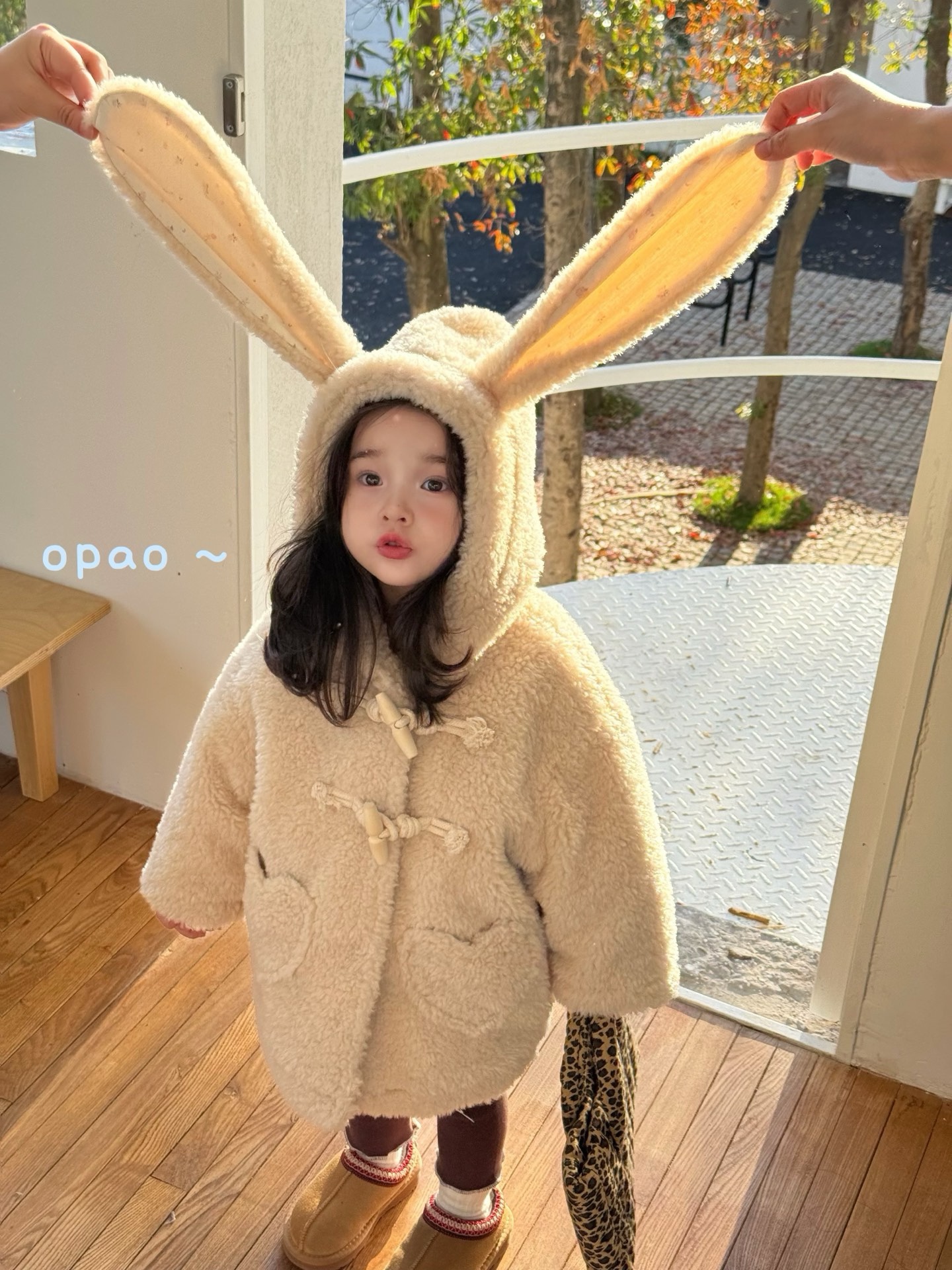 女童宝宝冬季棉服毛毛外套耳朵帽