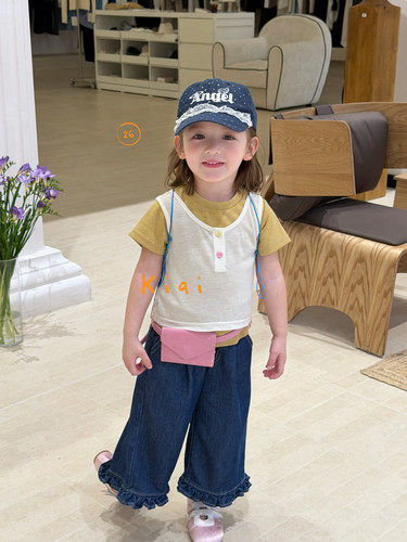 女童夏季韩版直筒牛仔裤两件T恤