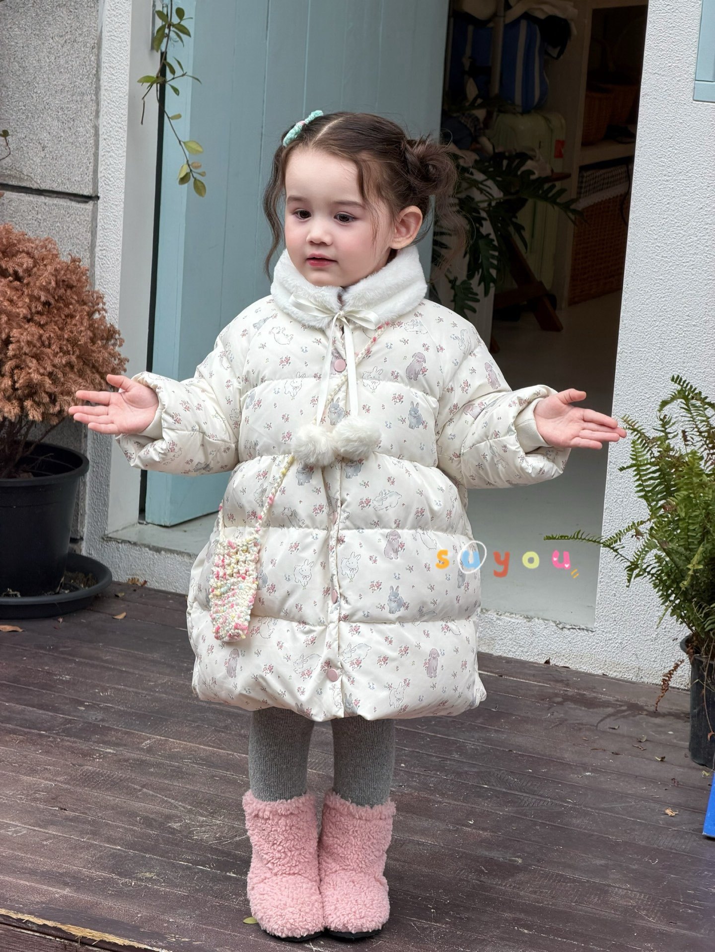 凡妈童装25冬季新款女童小童韩版可爱卡通毛毛领蝴蝶结羽绒服外套,童装/婴儿装/亲子装,羽绒服,淘宝优惠券,粉丝福利购,淘宝优惠卷