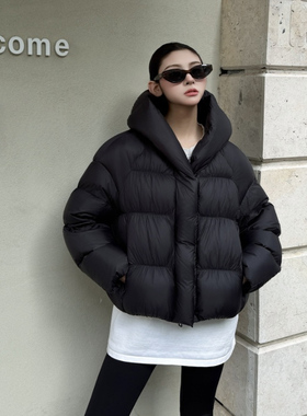 泡芙90白鸭绒冬新连帽加厚休闲保暖羽绒服外套2025女潮