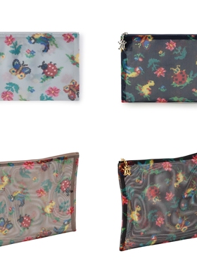 日本Feiler日系瓢虫鸭子驼色粉色绿色黑色网纱化妆包收纳包日本制