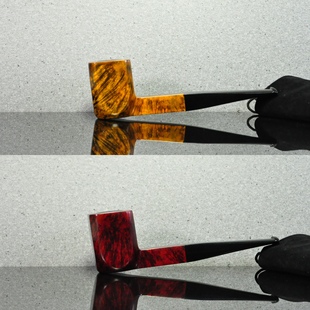 意大利石楠根烟斗国产工作室判官直柄光面桌斗酒红棕色3㎜包邮